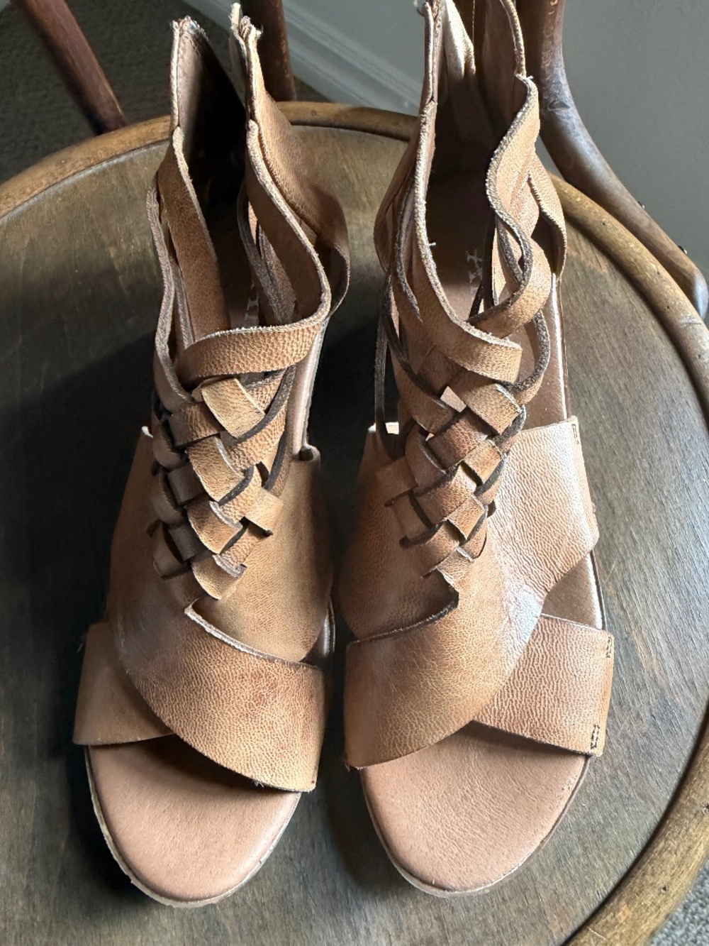 Antelope Leather Women’s Strappy Sandals Wedges Size 39 US 8 Made In Italy